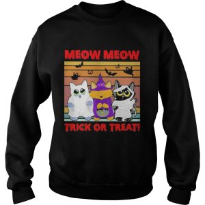 Meow Meow Trick Or Treat Cats Halloween Vintage Retro shirt 2