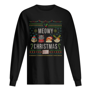 Meowy Christmas Cat Lover Tacky Ugly Christmas Party shirt 1