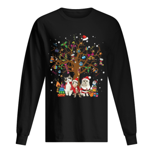 Meowy Merry Christmas Cats Christmas tree shirt 1