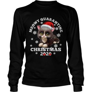 Meowy Quarantine Christmas 2020 Cat Snow Santa Hat shirt 2
