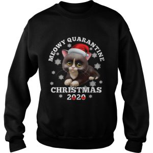Meowy Quarantine Christmas 2020 Cat Snow Santa Hat shirt 3