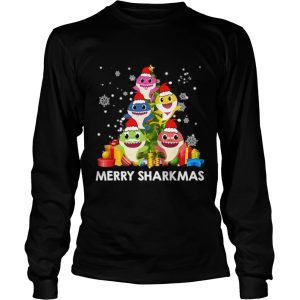 Merry Sharkmas Shark Santa Ugly Christmas Lights Boys Xmas shirt