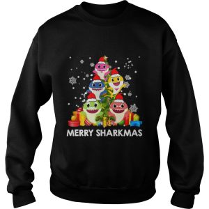 Merry Sharkmas Shark Santa Ugly Christmas Lights Boys Xmas shirt 3