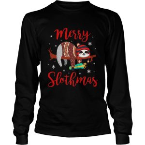 Merry Slothmas Sloth In Santa Hat Christmas shirt 2