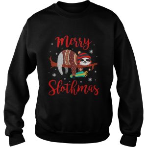 Merry Slothmas Sloth In Santa Hat Christmas shirt 3