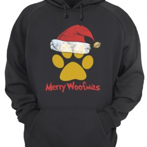 Merry Woofmas Christmas Paw Print Santa Hat Xmas Dog shirt 3