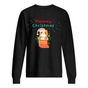 Mewwy Christmas Funny Ginger Tuxie Kitty Cat Lovers Holiday T-Shirt