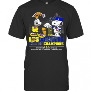 Mickey Mouse And Snoopy Los Angeles City Champions 2020 NBA Champions 2020 World Series Champions T-Shirt