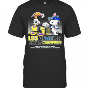 Mickey Mouse Los Angeles Lakers And Snoopy Los Angeles Dodgers City Of Champions 2020 Nba Champions T-Shirt