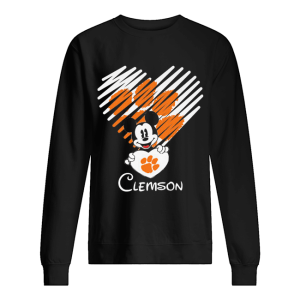 Mickey mouse hug heart clemson tigers logo shirt 2