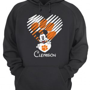 Mickey mouse hug heart clemson tigers logo shirt 3