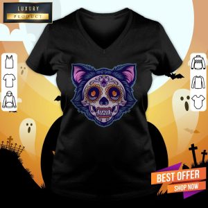 Cat Sugar Skull Dia De Muertos Day Dead Shirt 3