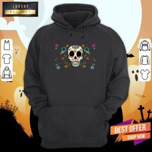 Colorful Dia De Muertos Sugar Skull Flower Shirt 2