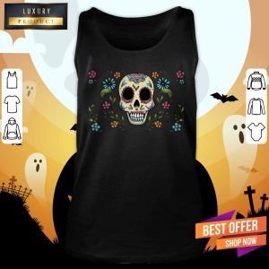 Colorful Dia De Muertos Sugar Skull Flower Shirt 4