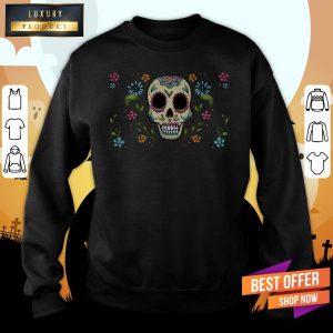 Colorful Dia De Muertos Sugar Skull Flower Shirt 5