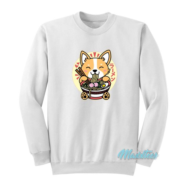 Corgi Eating Ramen Cute Kawaii Noodles Sweatshirt