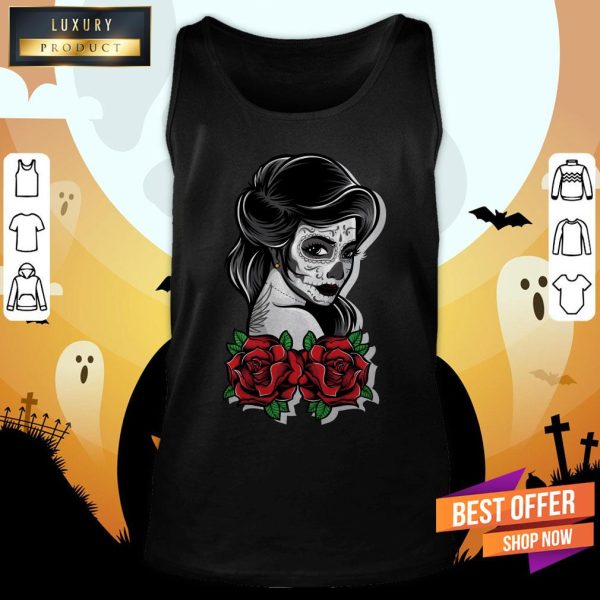 Day Of Dead Sugar Skull Girl Rose Shirt