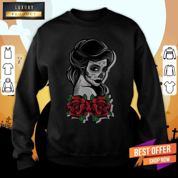 Day Of Dead Sugar Skull Girl Rose Shirt