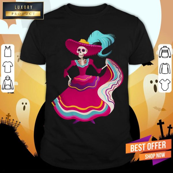 Day Of The Dead Women Skeleton Shirt