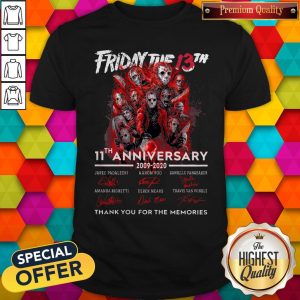 Friday The 13th 11th Anniversary 2009 2020 Signatures Thank You For The Memories Shirt 1