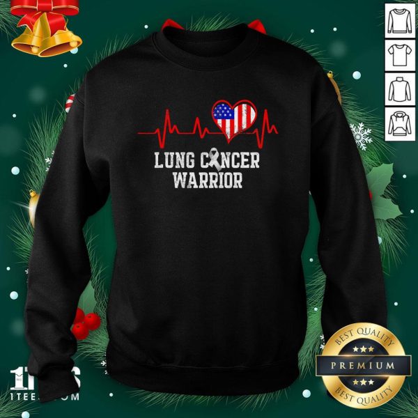 Happy Lung Cancer Survivor Achieved Carcinoma Warrior American Flag Heartbeat Shirt