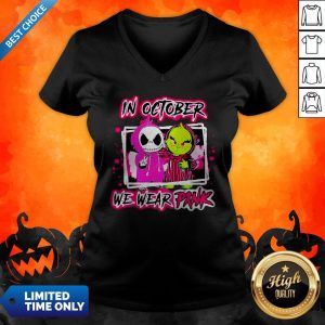 Jack Skellington And Grinch In October We Wear Pink Shirt 2