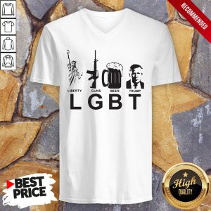 LGBT Liberty Guns Beer Trump American Flag Shirt 3