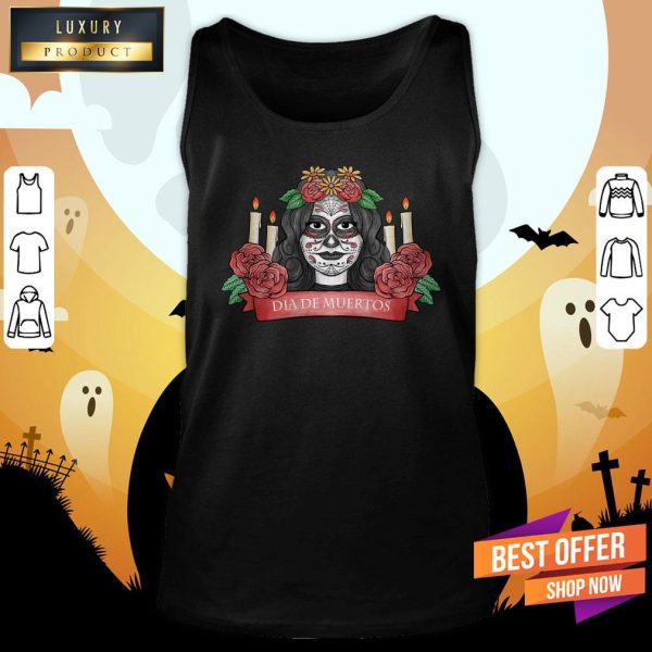 Nice Sugar Skull Woman Dia De Los Muertos Shirt