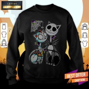 Official Jack Skellington And Sally Cat Halloween Shirt 5