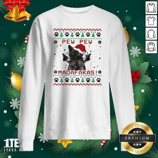 Premium Black Cat Tattoo Santa Pew Pew Madafakas Ugly Shirt