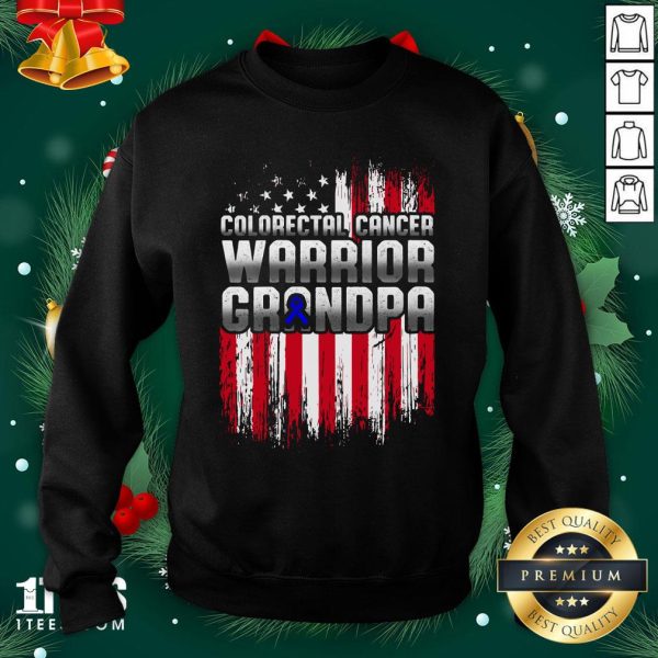 Pro Colorectal Cancer Warrior Grandpa American Flag Shirt