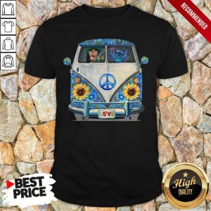 Stitch And Lilo Hippie Peace Car Sunflower Shirt 1