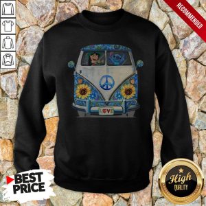 Stitch And Lilo Hippie Peace Car Sunflower Shirt 5