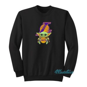 Baby Yoda Hug Los Angeles Lakers Sweatshirt 1