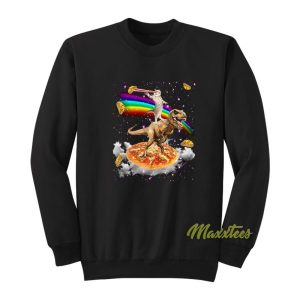 Galaxy Laser Eye Cat on Dinosaur on Pizza Tacos Sweatshirt