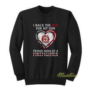 I Back The Red For My Son Love Proud Mom Sweatshirt 1