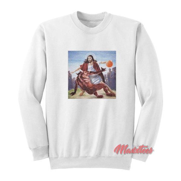 Jesus Crossing Up Satan Basketball Sweatshirt