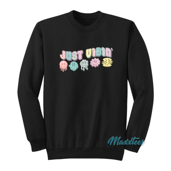 Just Vibin’ Dripping Smiley Faces Sweatshirt