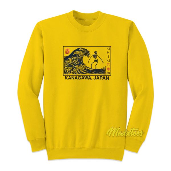 Kanagawa Wave Surfing Skeleton Sweatshirt