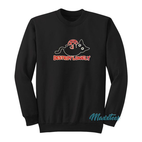 Kodone Destroy Lonely Black Cat Sweatshirt