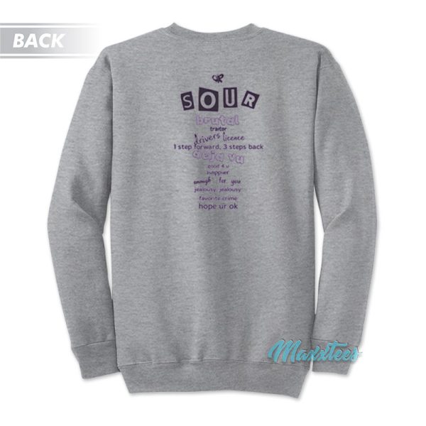 Olivia Rodrigo Safety Pin Sour Tracklist Sweatshirt