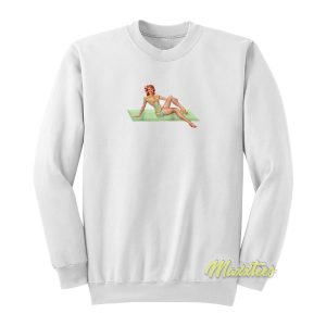 Retro Pin Up Girl Americana In Green Blond Sweatshirt 1