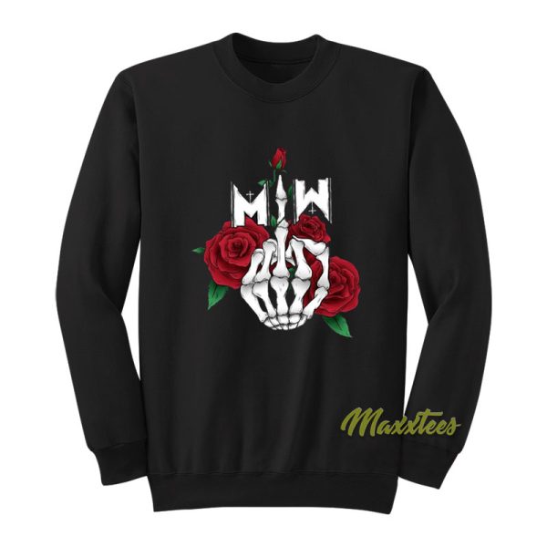 Rose Middle Finger Motionless In White Sweatshirt