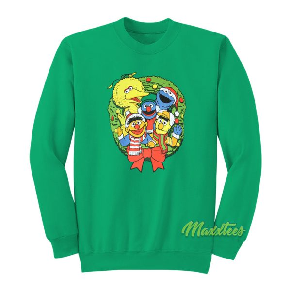 Sesame Street Christmas Wreath Characters Sweatshirt