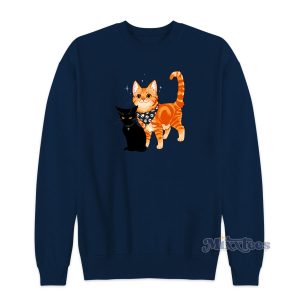 Black and Orange Cat Sweatshirt for Unisex 1