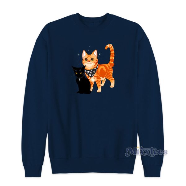 Black and Orange Cat Sweatshirt for Unisex