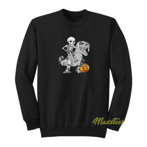 Skeleton Riding Mummy Dinosaur T Rex Sweatshirt 1