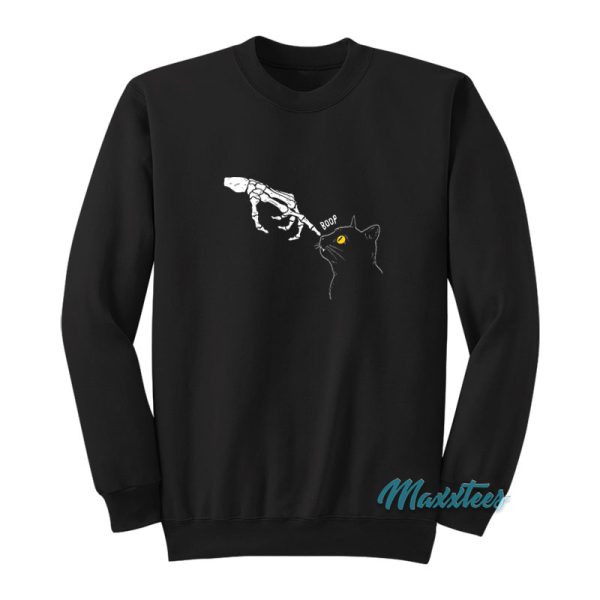 Spooky Boop Black Cat Skull Hands Sweatshirt