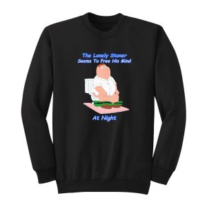 The Lonely Stoner Seems To Free His Mind At Night Sweatshirt 1