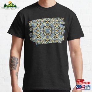 A Blue And Yellow Background With Pattern Of Broken Glass Classic T-Shirt Sweatshirt